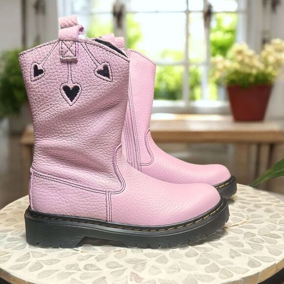 Dr. Martens BEX Heart Nappa Patent Leather Pull-On Boots Girls Size 1 New - Picture 2 of 13